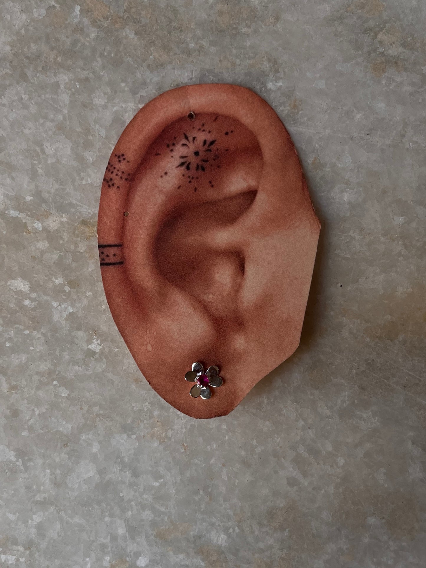 Ruby Lab Grown Flower 925 Sterling Silver Studs