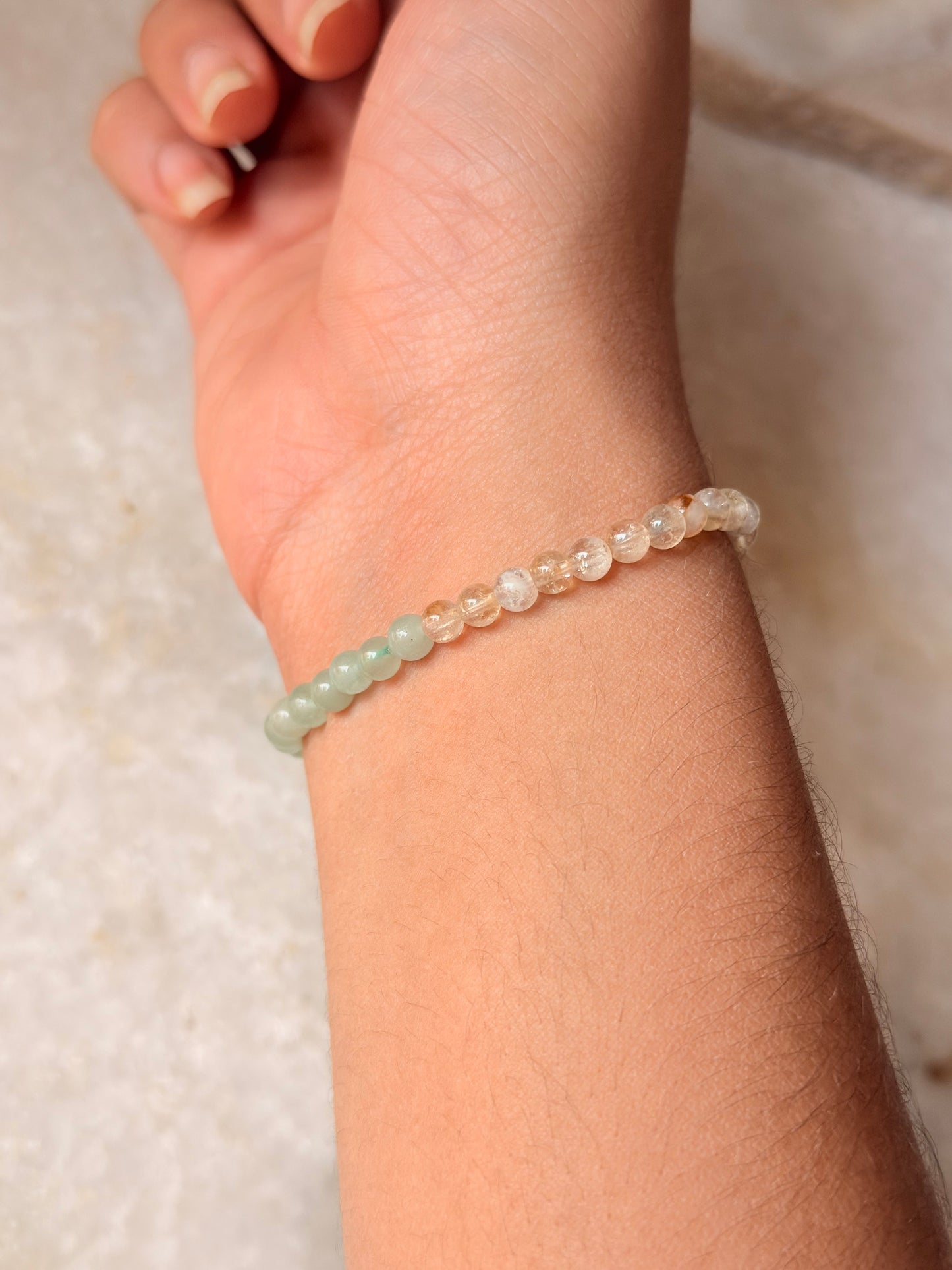 Natural Crystal Citrine, Green Aventurine & Amethyst 4mm Bracelet