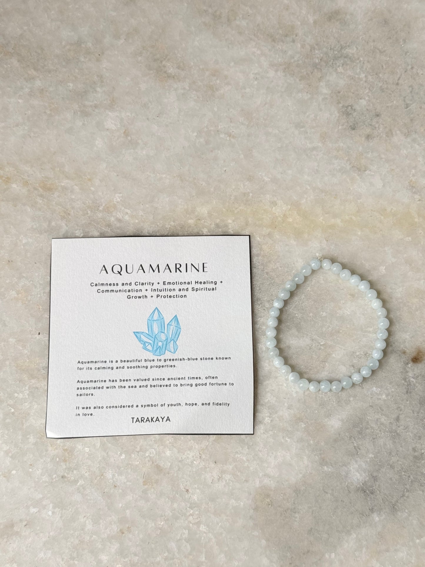 Natural Crystal Aquamarine 4mm Bracelet