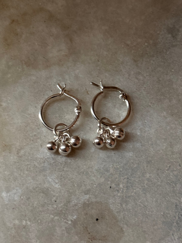 925 Sterling Silver Handcrafted Tribal Ghungroo Small Hoops Mandali Earrings