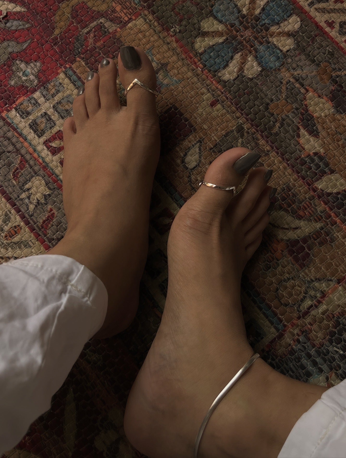 V Hammered Thumb Pure 925 Sterling Silver Big Toe Ring