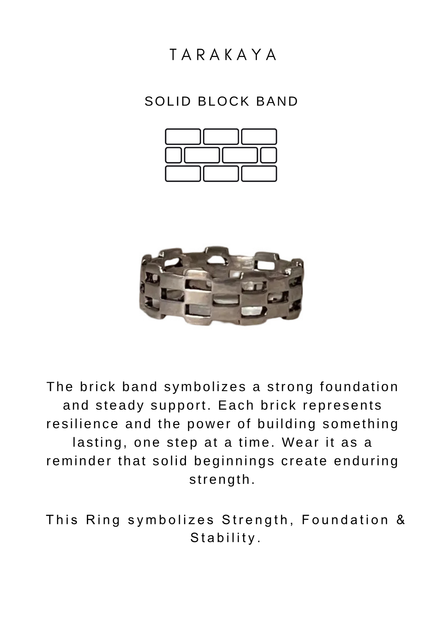 925 Sterling Silver Brick Band Boho Ring