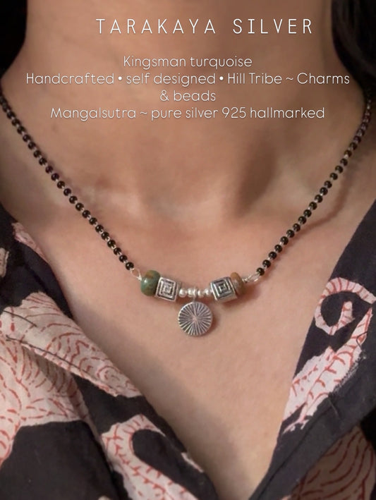 925 Sterling Silver Coin Kingsman Turquoise Hill Tribe - Mangalsutra