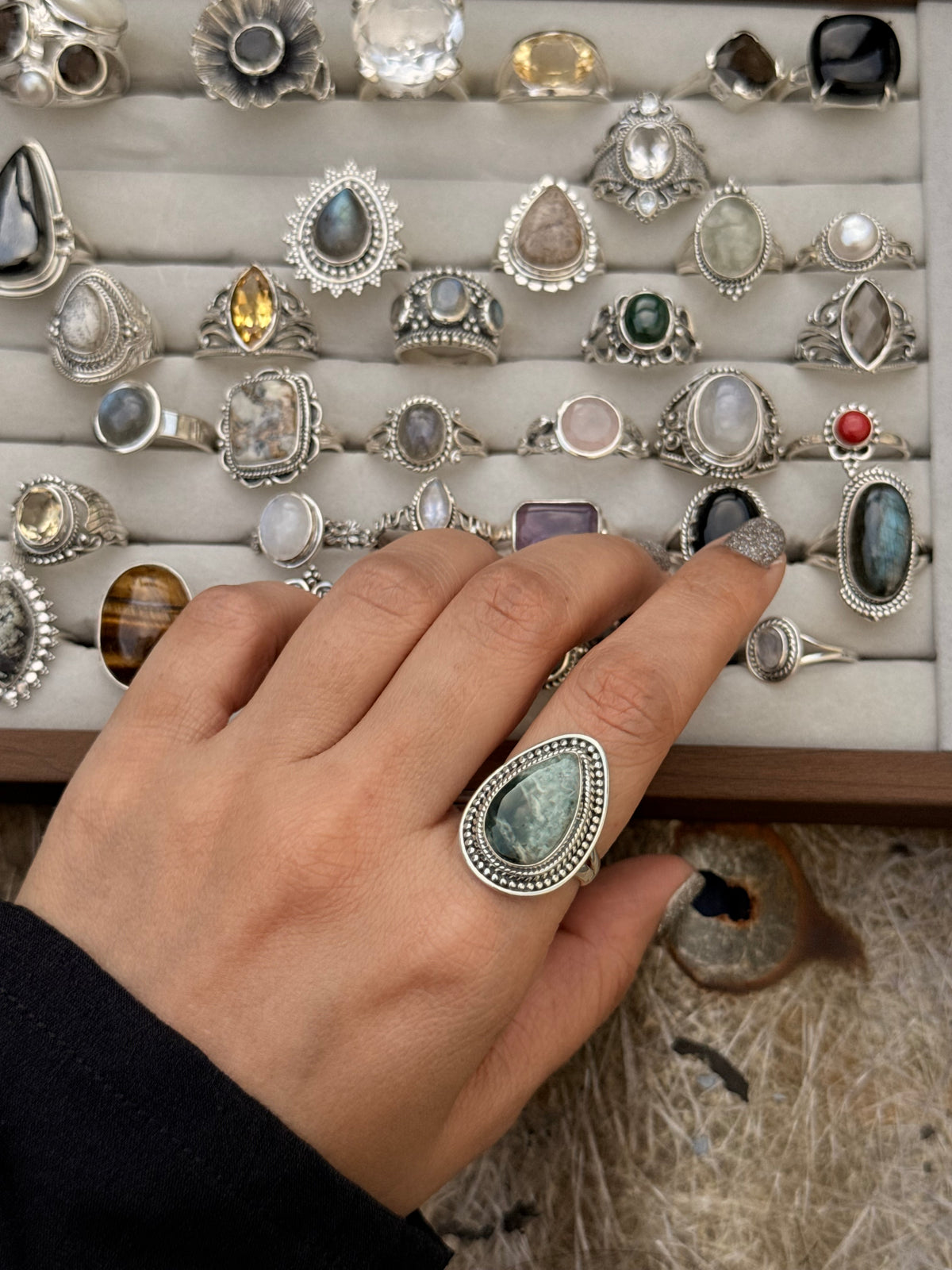 925 Sterling Silver Pear Jasper Handcrafted Ring