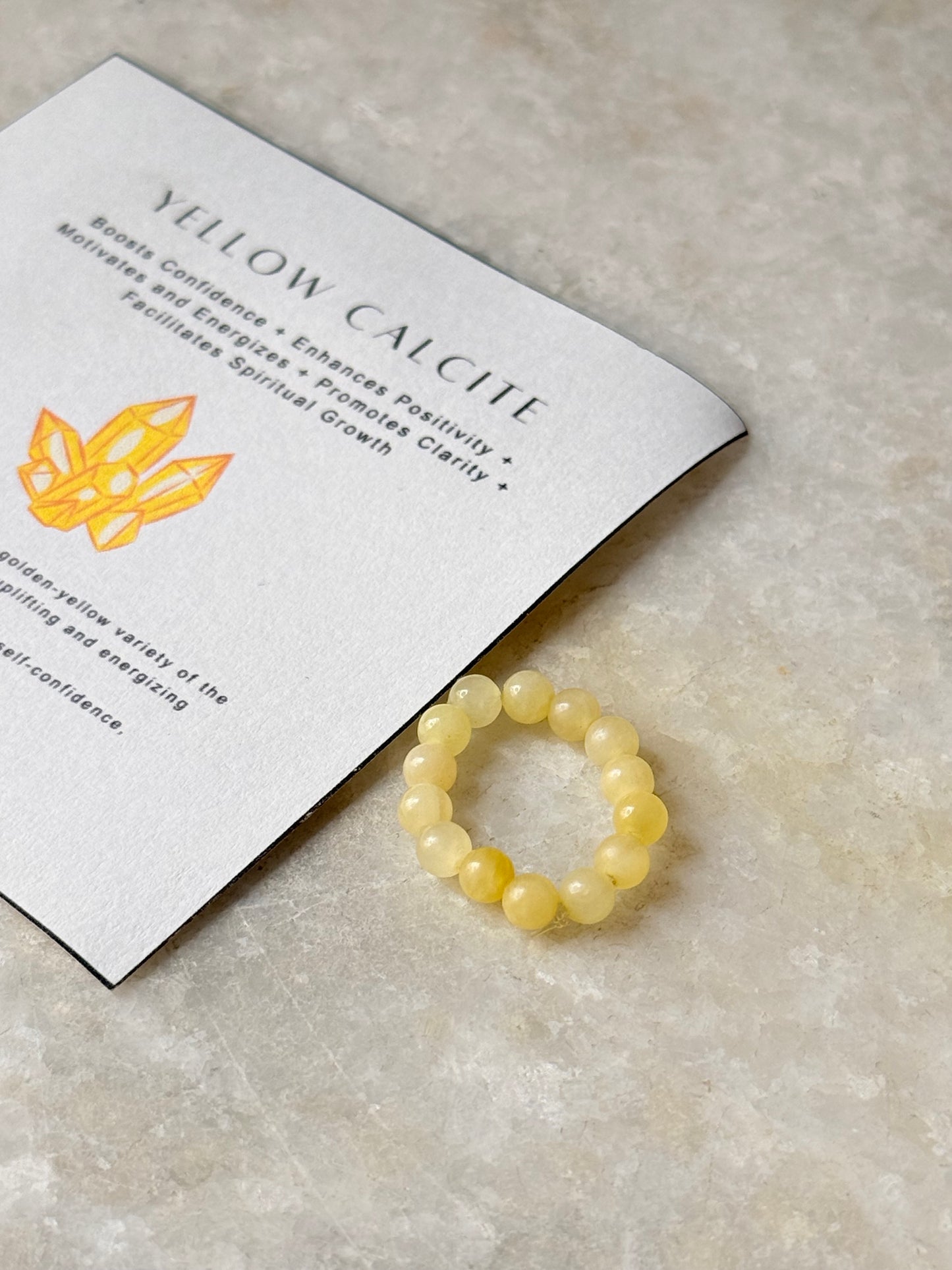 Natural Crystal Yellow Calcite 4mm Stretchy Rings