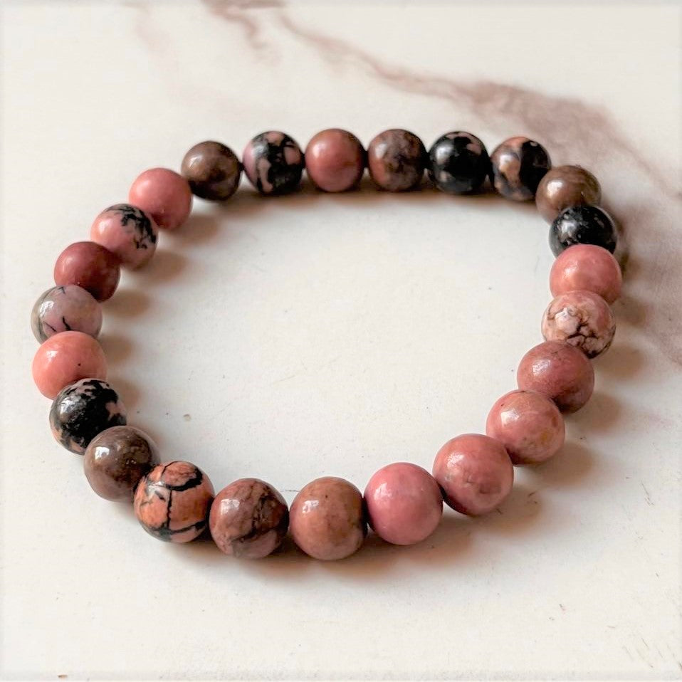 Genuine Rhodonite 8MM Crystal Bracelet