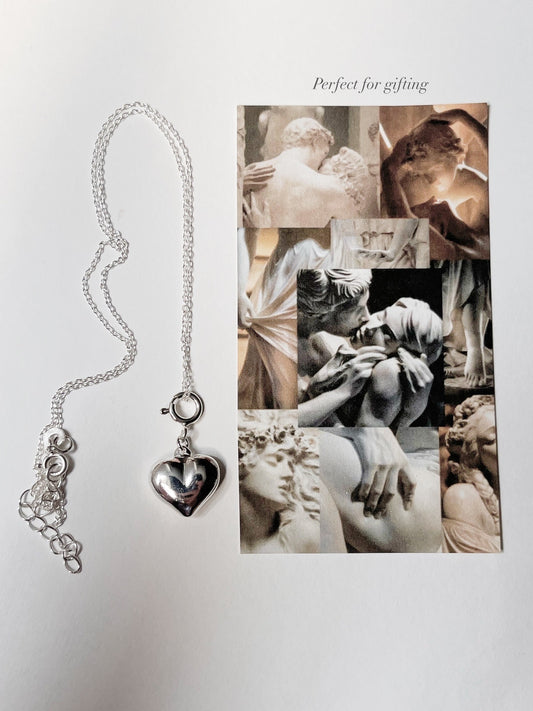 Big Chunky Italian Heart 925 Sterling Silver Necklace