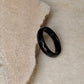 Natural Crystal Faceted Black Agate Band Ring