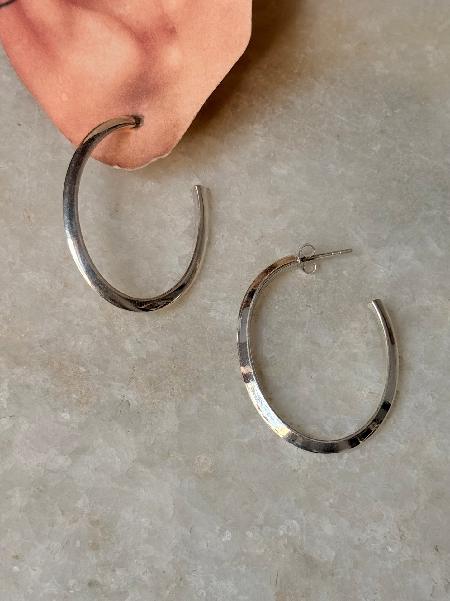 925 Sterling Silver Chunky Italian U Statement Half Hoops