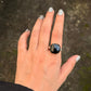 925 Sterling Silver Black Onyx Square Prong Setting Contemporary Style Ring