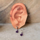 925 Sterling Silver Amethyst Heart, Clear Quartz & Pearl Stud Earrings
