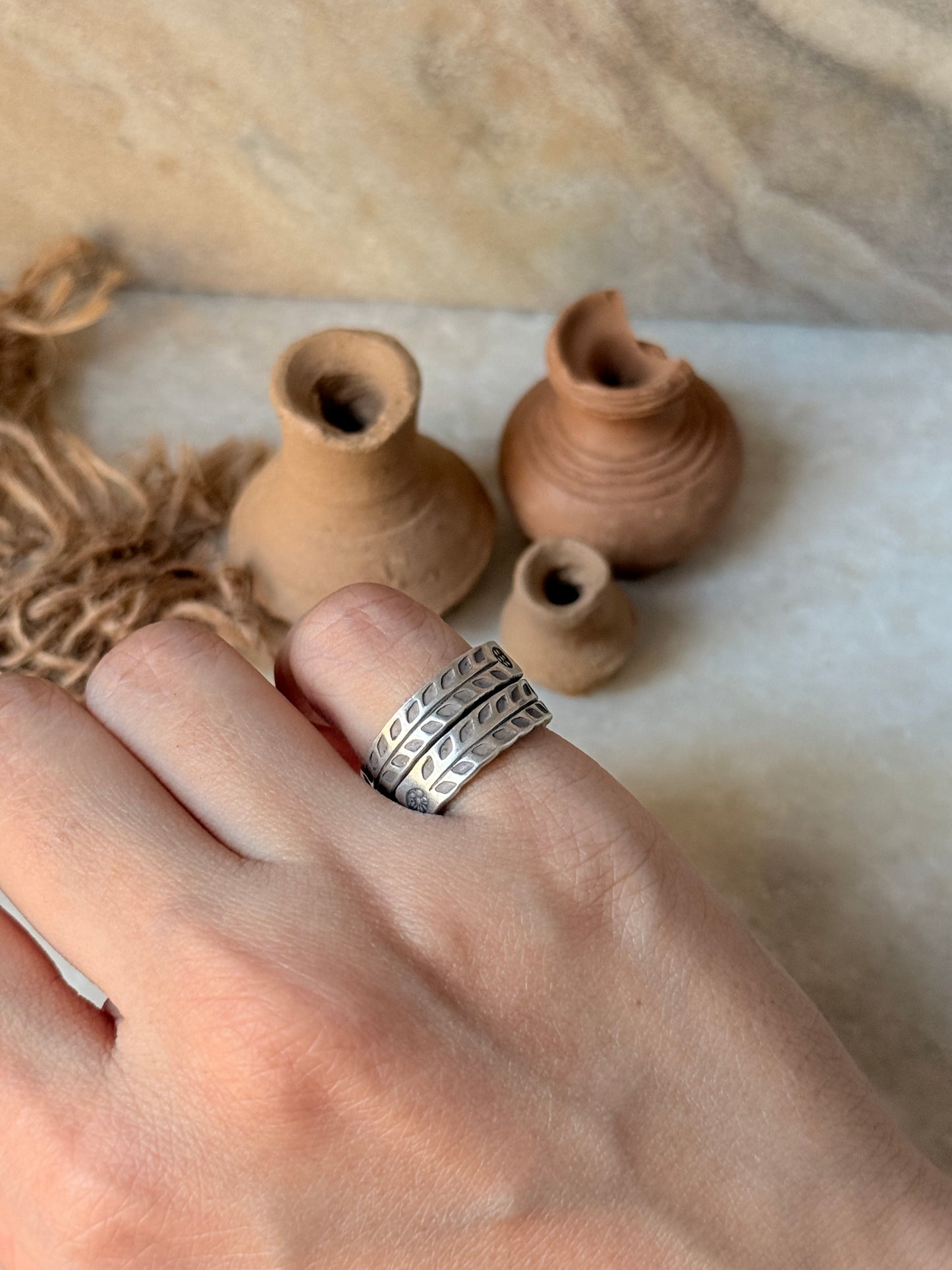 925 Sterling Silver Bohemian Hill Tribe Handcrafted Adjustable Ring