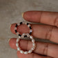 Natural Crystal Stretchy Fresh Water Pearl & Black Spinel Moonstone Rings