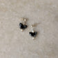 925 Sterling Silver Black Jasper Pearl Butterfly Crystal Studs Earring
