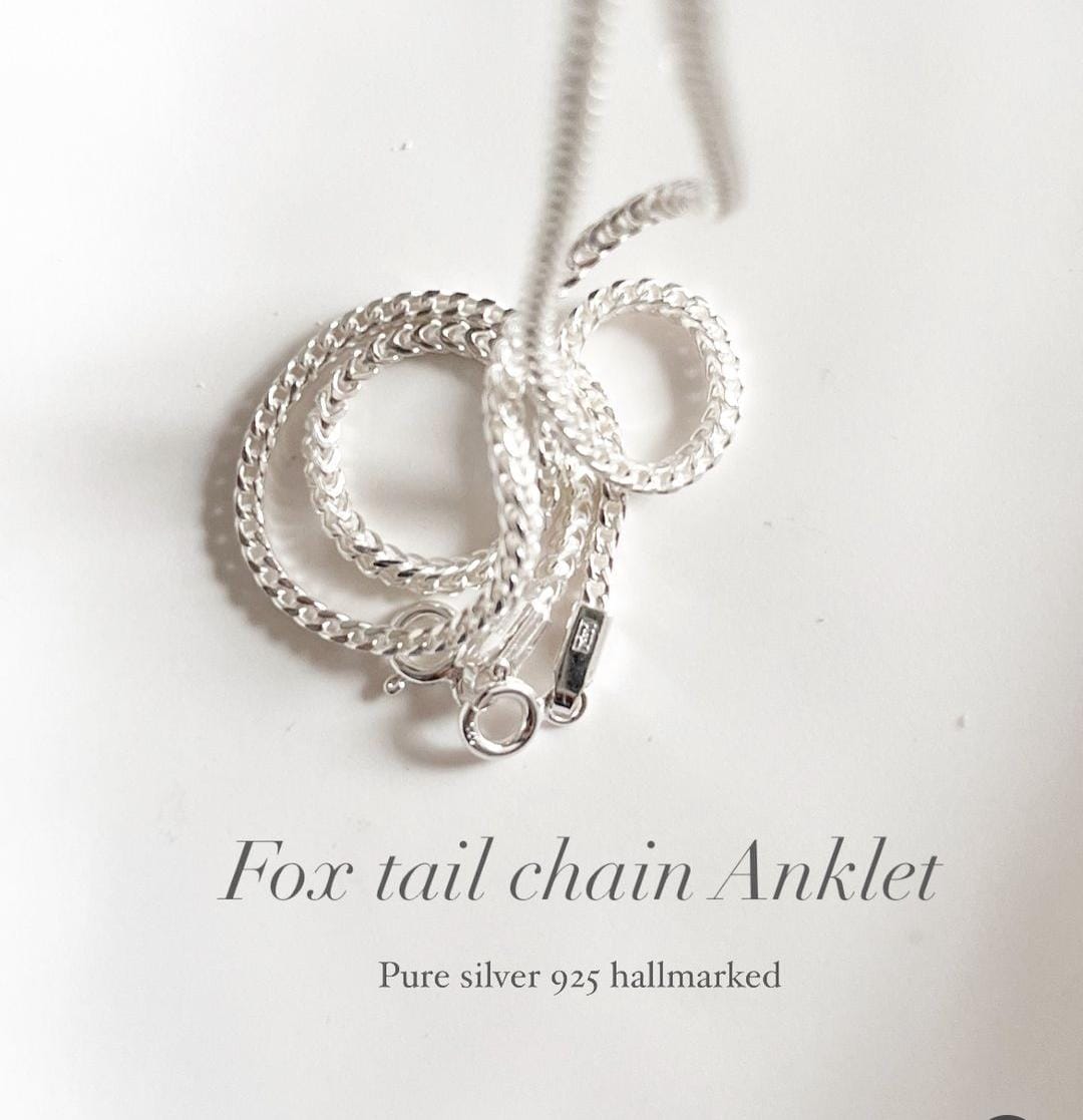 Elegant Fox Tail Chain Anklet in Pure Silver