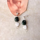 925 Sterling Silver Green Aventurine, Howlite & Clear Quartz Earrings
