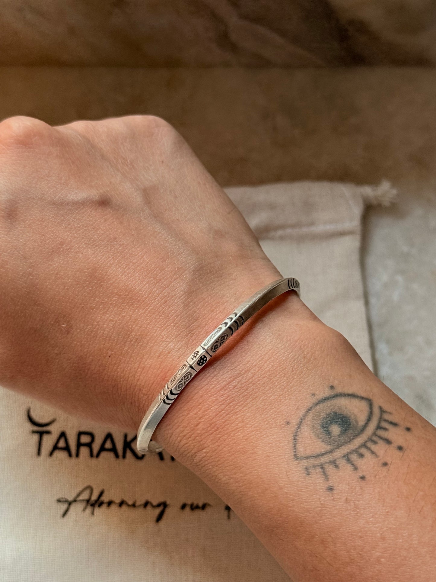 925 Sterling Silver Antique Hill Tribe Karen Drift Soul Handcrafted Adjustable Kada
