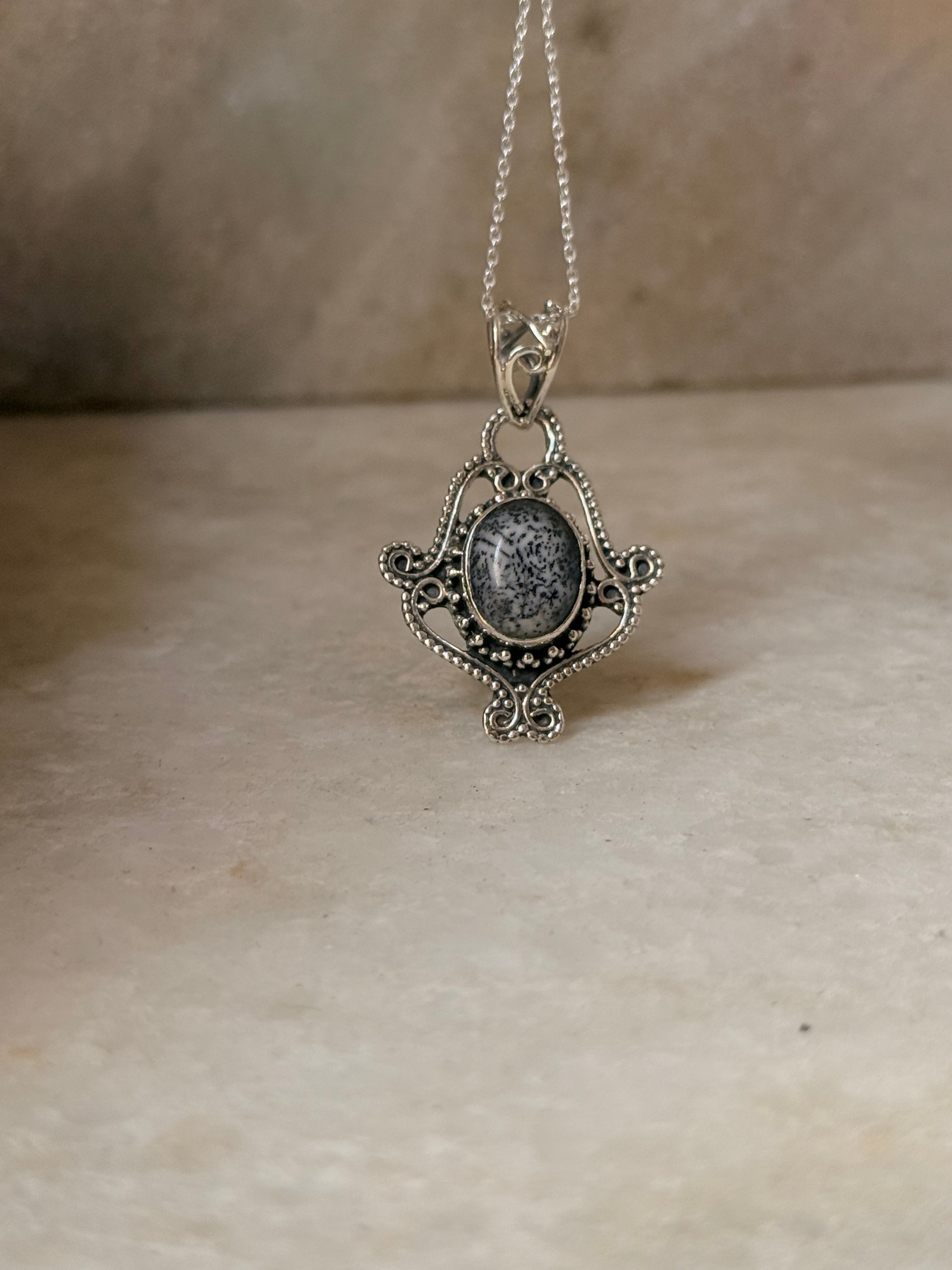 925 Sterling Silver Boho Merlinite Handcrafted Pendant