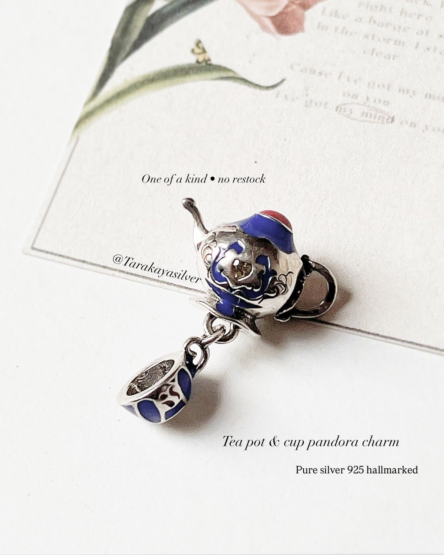 Tea pot and cup 925 sterling silver Pandora charm  