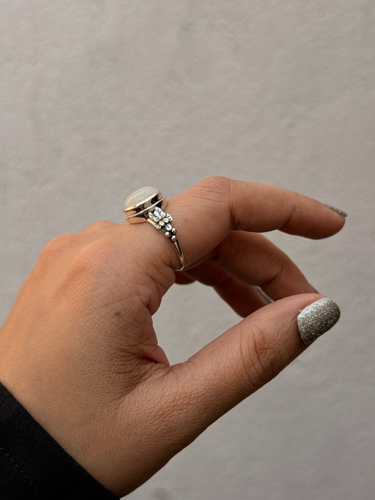925 Sterling Silver Moonstone Oval Detailed Forest Enchantment Ring
