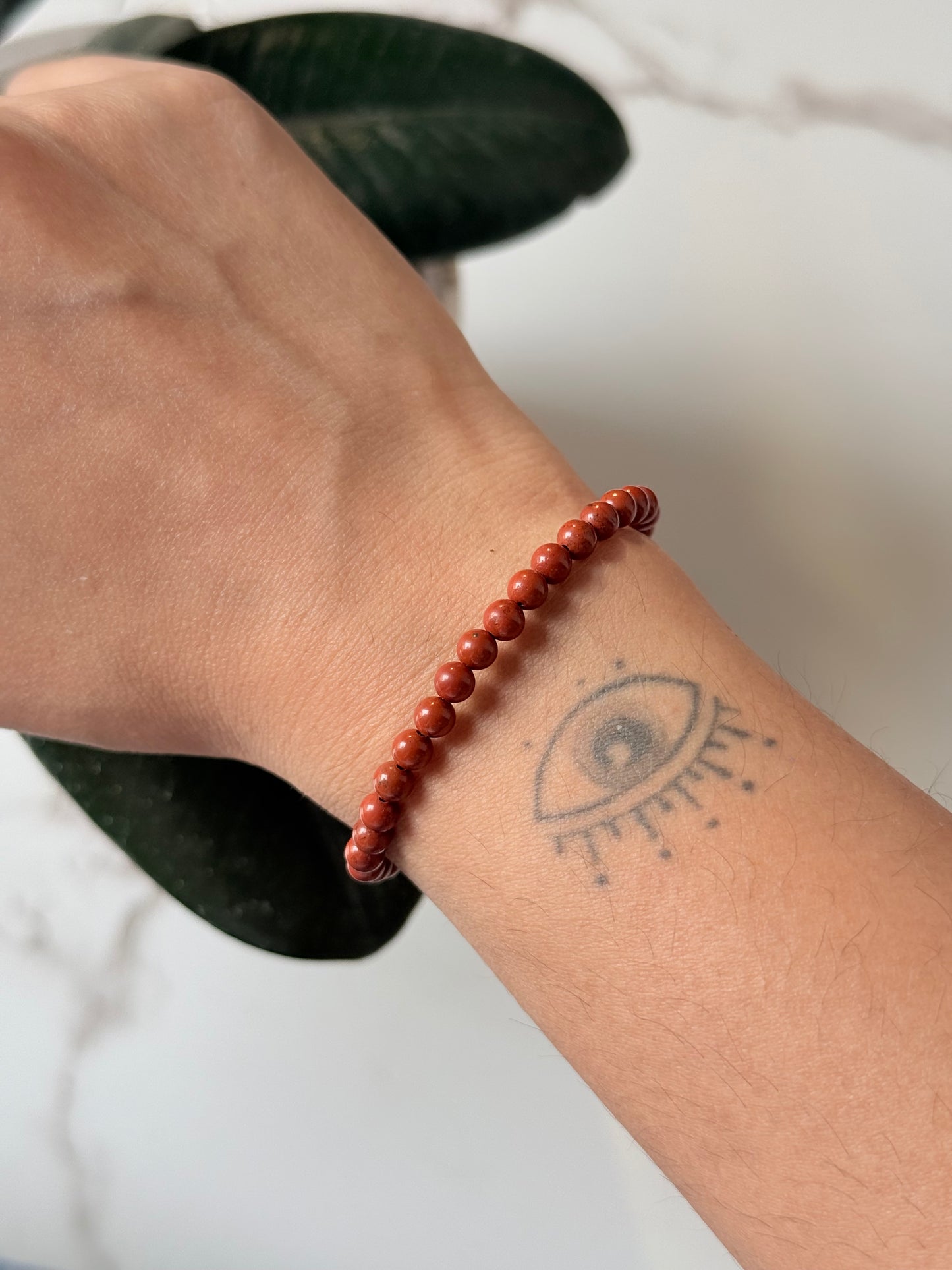 Natural Crystal Red Jasper 4mm Bracelet