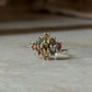 925 Sterling Silver Multi Tourmaline Flower Statement Ring