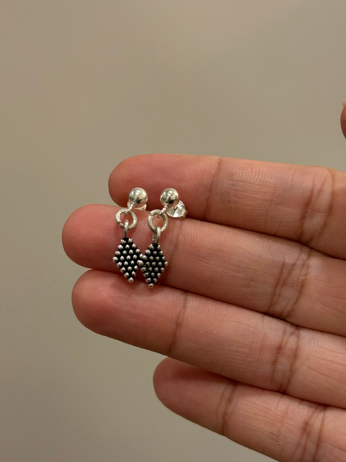 925 Sterling Silver Tribal Rawa Handcrafted Minimal Studs Earrings