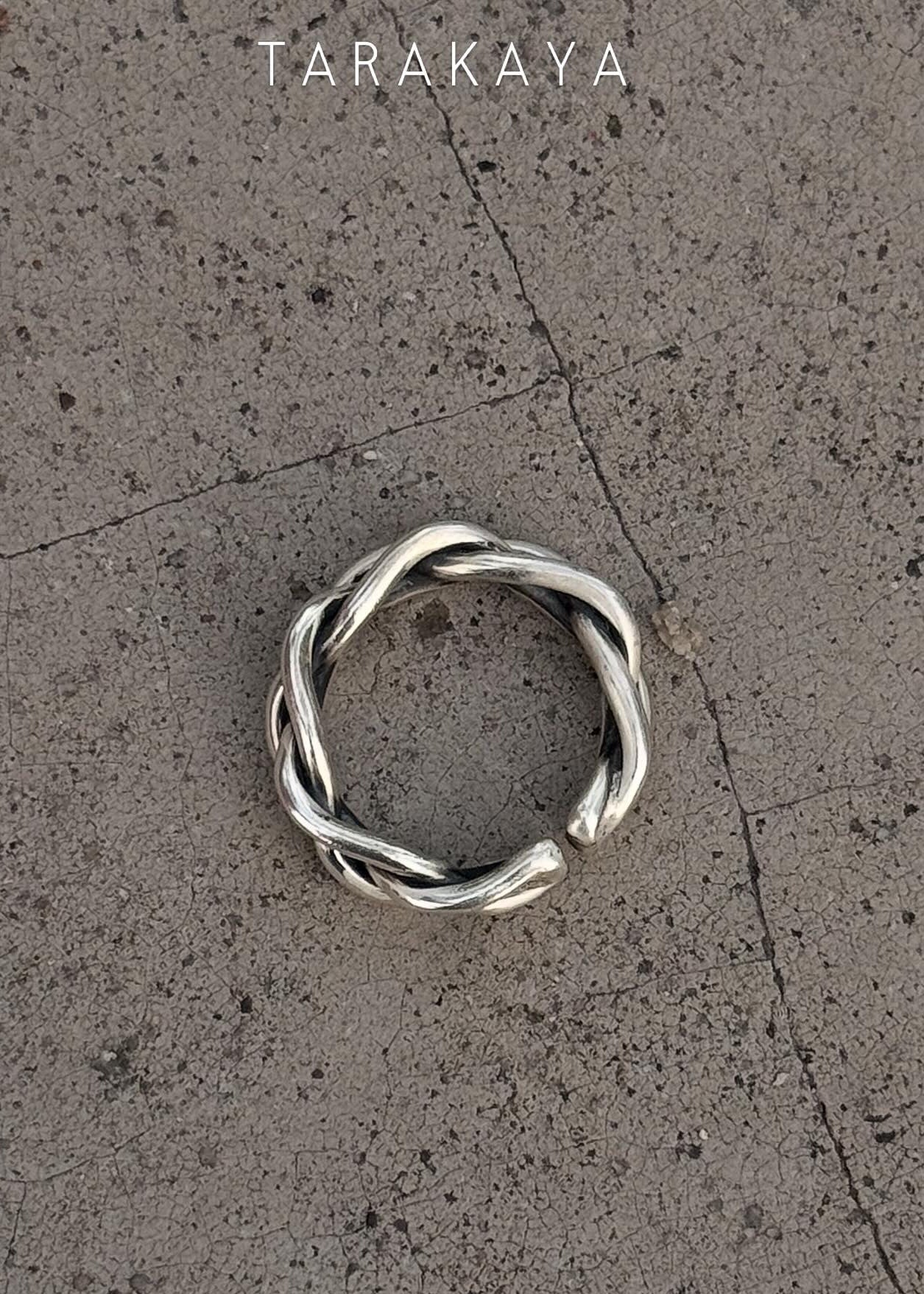 Chunky Twist Braided Adjustable Handcrafted 925 Sterling Silver Unisex Ring