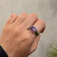 925 Sterling Silver Amethyst Rectangular Signet Unisex Ring