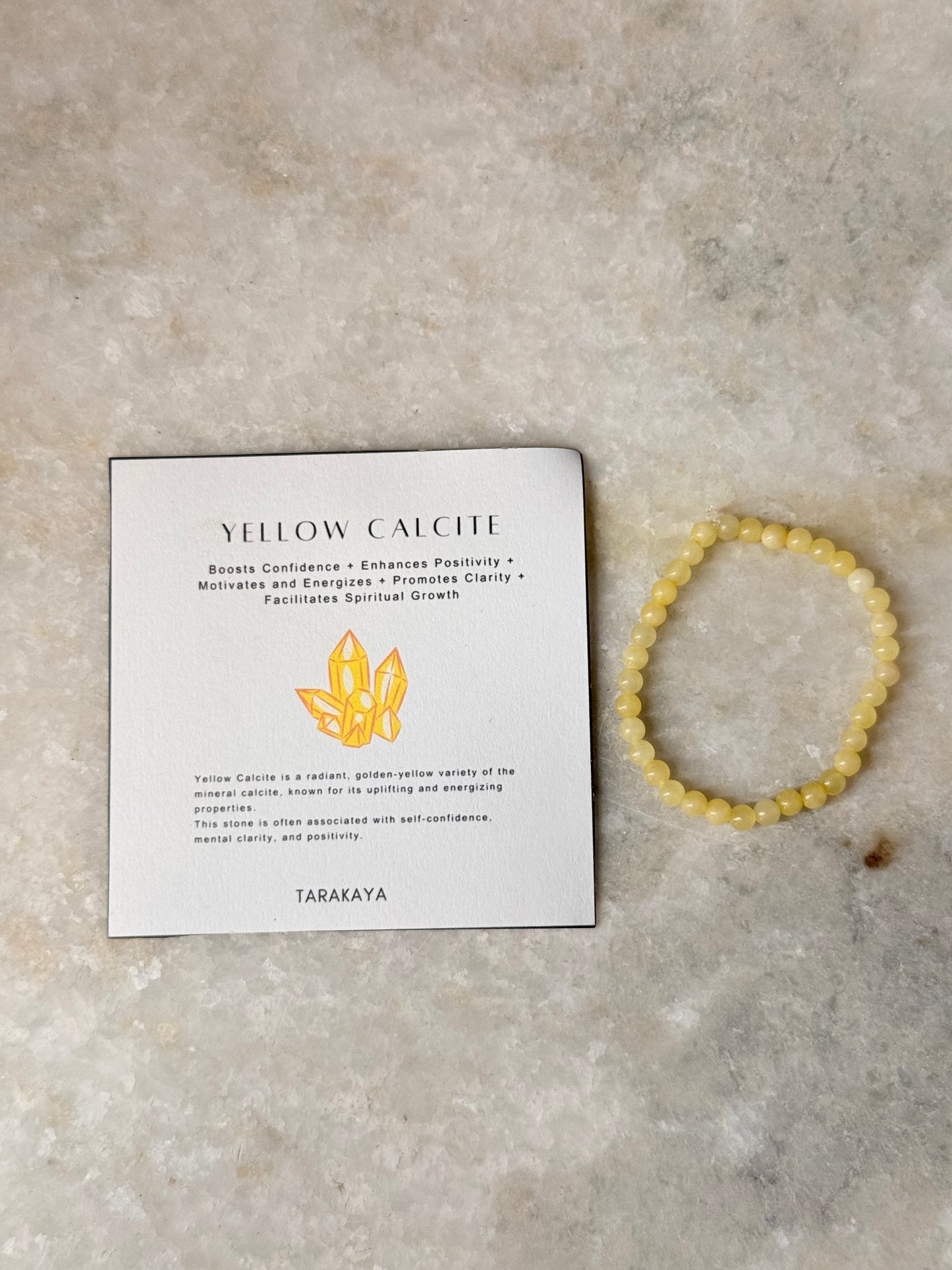 Natural Crystal Yellow Calcite 4MM Bracelet