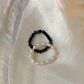 Natural Crystal Stretchy Black Spinel 3-4mm & Fresh Water Pearl Rings