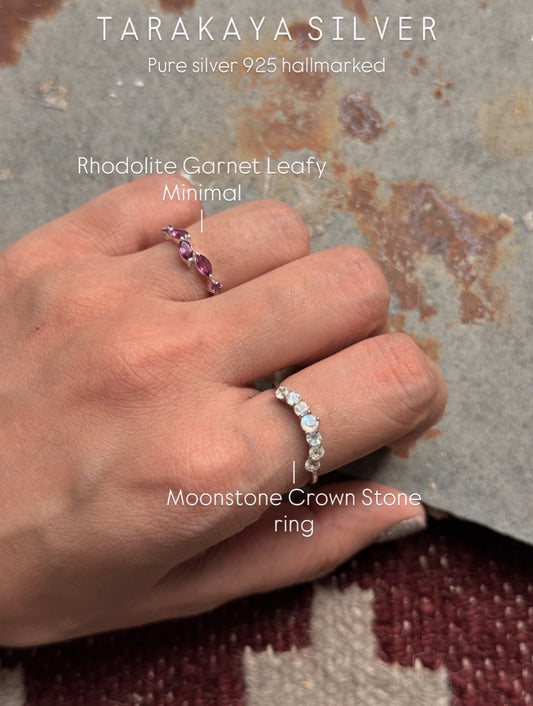925 Sterling Silver Moonstone Crown Stone Ring