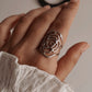 Elegant Rose Filigree Design Silver Ring
