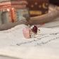 925 Sterling Silver Garnet, Moonstone and Rose Quartz Cluster One of a Kind Ring