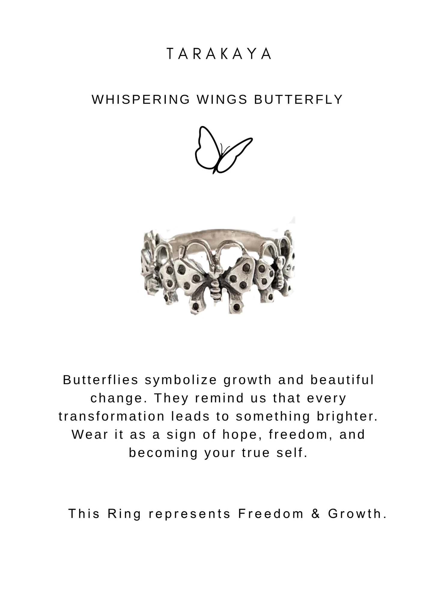 925 Sterling Silver Butterflies Boho Band Ring showcasing delicate butterfly motifs symbolizing transformation and freedom.