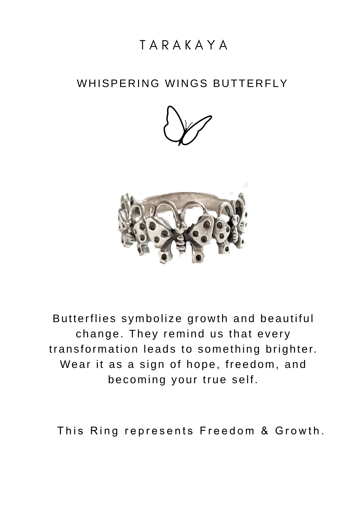 925 Sterling Silver Butterflies Boho Band Ring showcasing delicate butterfly motifs symbolizing transformation and freedom.