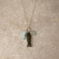 925 Sterling Silver Labradorite Fish Carved , Larimar & Aquamarine Small Tumble Charms Dainty Cable Chain Necklace
