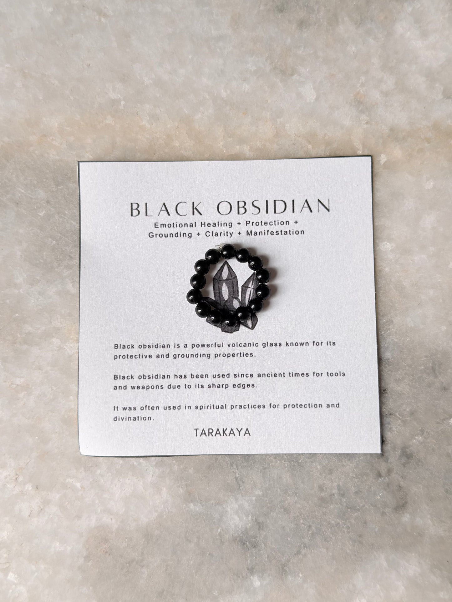 Natural Crystal Black Obsidian 4mm Stretchy Rings