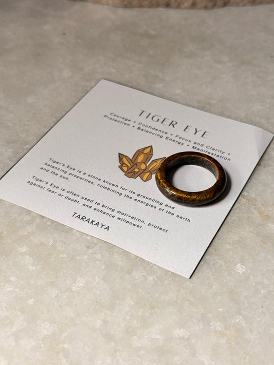 Natural Crystal Tiger Eye Band Ring
