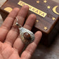 925 Sterling Silver Brown Agate Oval Stone Textured Pear Handcrafted Pendant