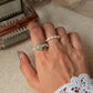 Natural Crystal Stretchy Fresh Water Pearl & Green Aventurine Heart Rings