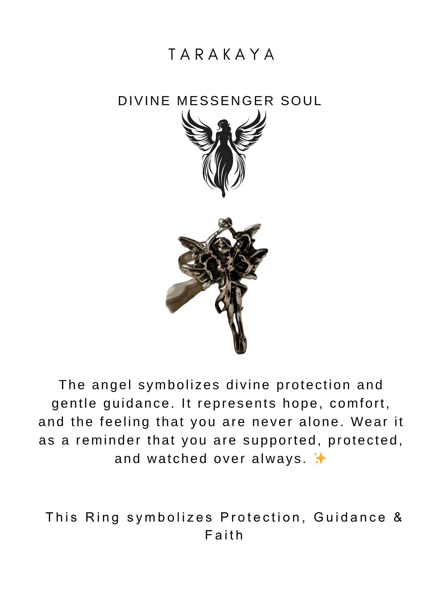 925 Sterling Silver Mystical Angel Boho Adjustable Ring