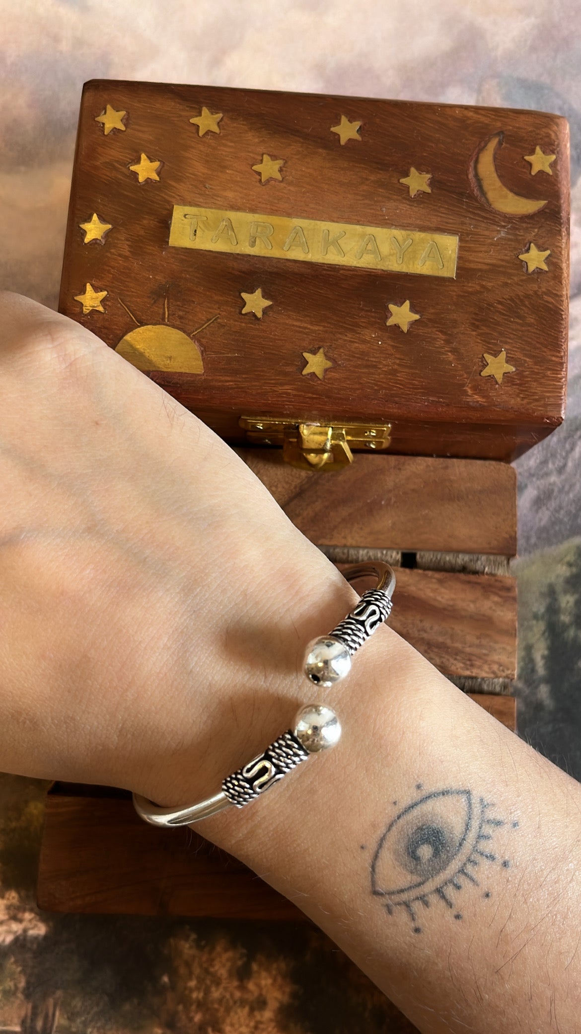 Handcrafted Antique Adjustable Silver Bangle