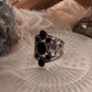 Vintage Silver Ring with Black Onyx and Filigree Design