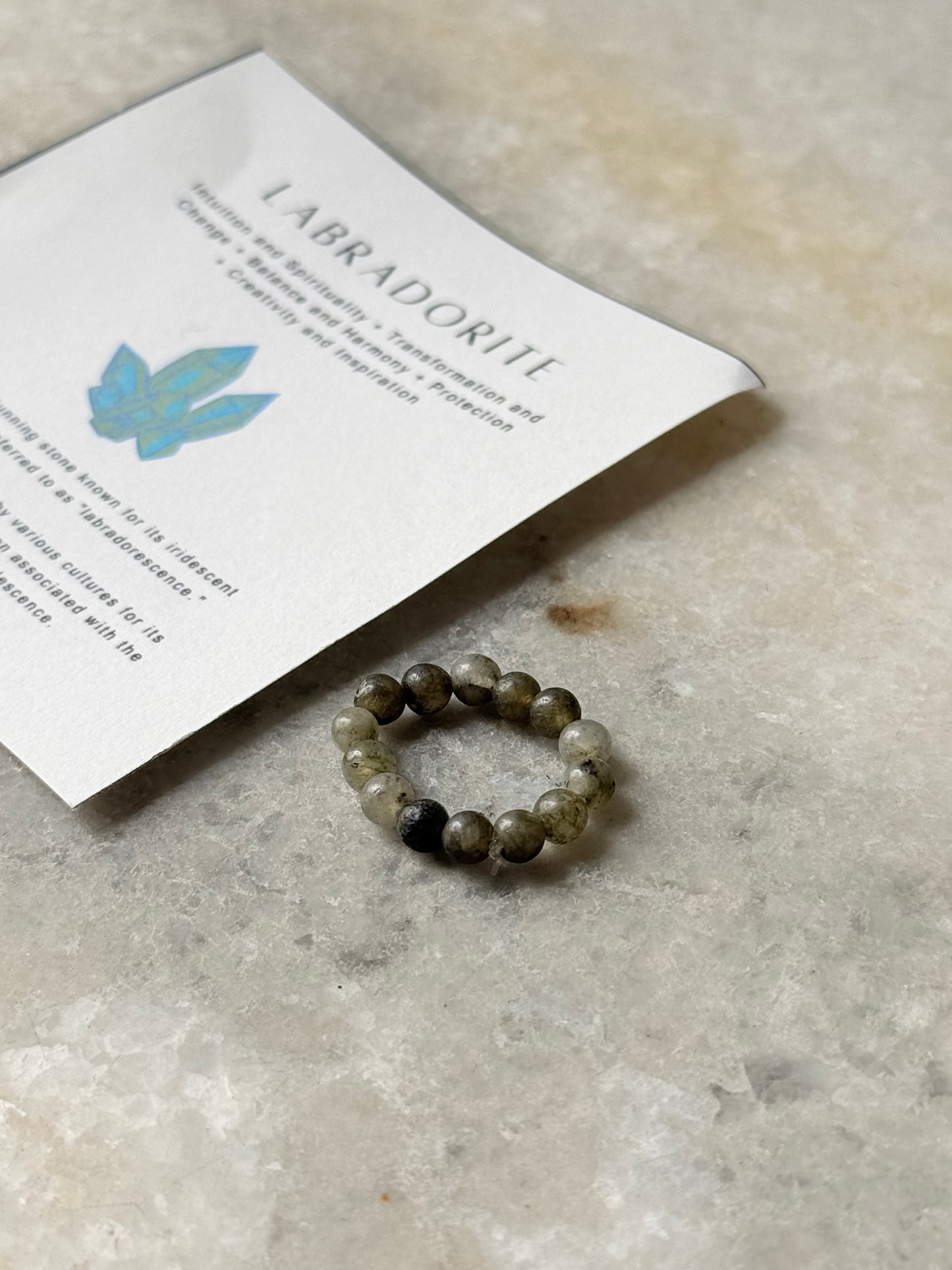 Natural Crystal Labradorite 4mm Stretchy Rings