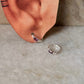 925 Sterling Silver Amethyst Croissant Huggies/ Hoops Earrings