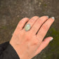925 Sterling Silver Prehnite Oval Rawa Boho Ring