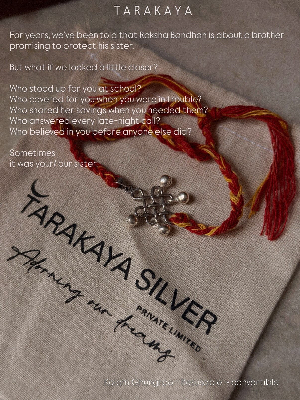 925 Sterling Silver Kolam Ghungroo Reusable as Pendant Handcrafted Rakhi