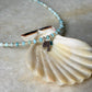 Natural Larimar, Fresh Water Pearls , Silver Fish Charm & Blue Bead Hanging Charm Handcrafted 925 Sterling Silver Necklace