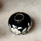 925 Sterling Silver Star Black Onyx Oval Engraved Adjustable Ring